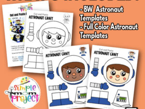 Are you looking for a preschool, toddler, or kindergarten astronaut template cut out? This simple and cute astronaut activity is the perfect addition to your space, solar system, and planet unit studies! They also work great for a fun astronaut theme party! Grab your printable astronaut templates today!