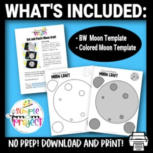 Are you looking for a DIY printable pre k space moon craft to teach the phases of the moon? This Moon paper craft is great for paper plate activities and teaching about night in the solar system. Study the lunar moon and stars during your astronomy lesson with this printable moon craft template today!