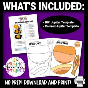 Are you looking for a preschool planet Jupiter project that is easy enough for elementary and kindergarten kids too? Our Jupiter craft template is a great way to make learning about our solar system and space fun! Grab your Jupiter templates today!