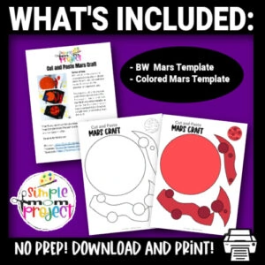 Are you looking for a planet Mars school project for your preschool class? This outer space themed Mars template is just the thing to really help your kids bring this red planet to life. With their pretend rocket ship, their curiosity can really explore the depths of Mars with our Mars cut out templates today!