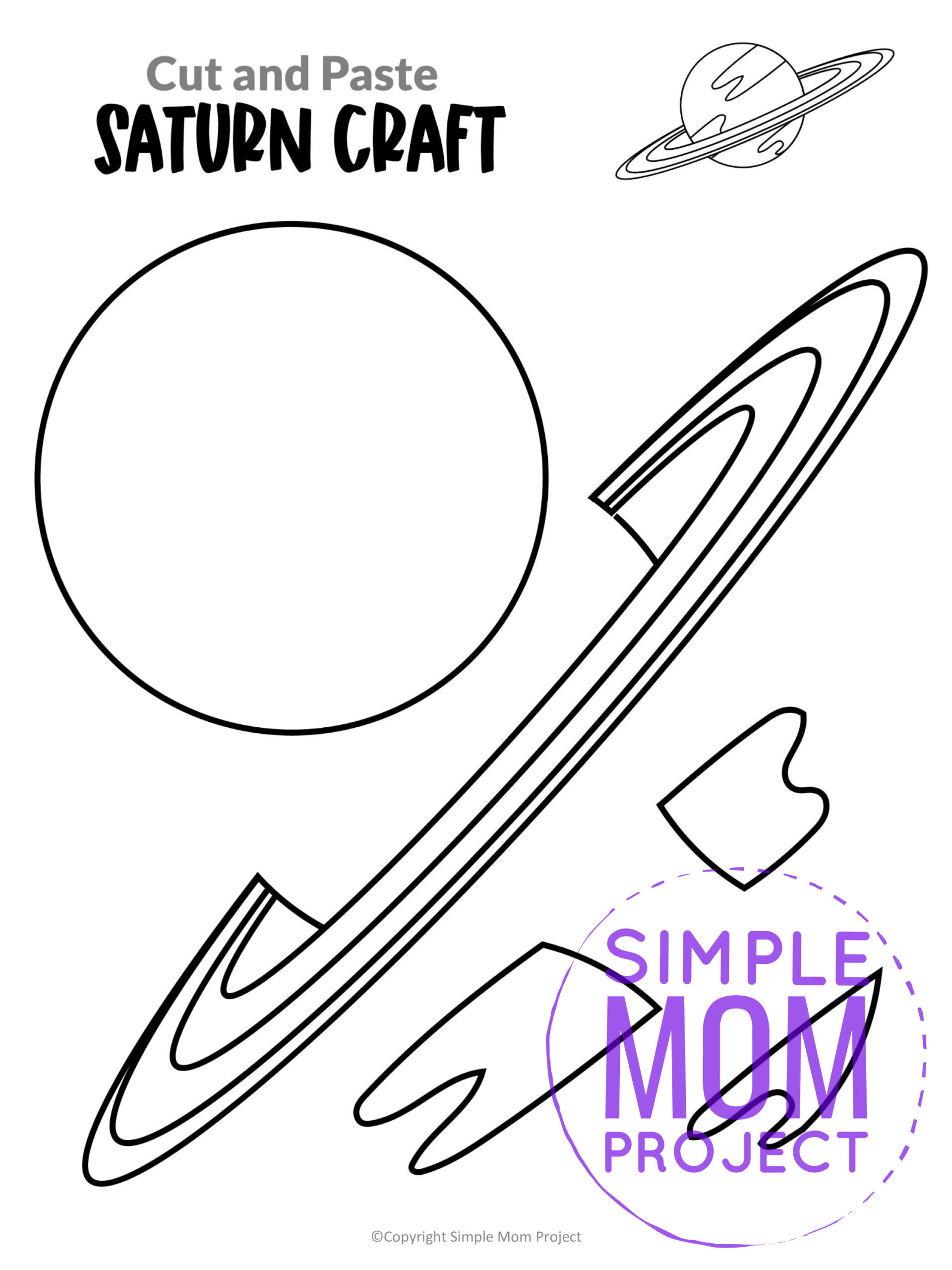 Saturn Cut And Paste Printable Craft Template Simple Mom Project Store