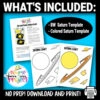 Do your kids love coloring and learning facts about our solar system? Then, they will love our printable planet Saturn outer space craft. It is perfect for kids of all ages including preschool, kindergarten, and toddler kids. It also works great on a poster for the next science fair! Grab the planet Saturn cut and paste template today!