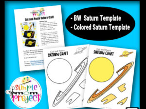 Do your kids love coloring and learning facts about our solar system? Then, they will love our printable planet Saturn outer space craft. It is perfect for kids of all ages including preschool, kindergarten, and toddler kids. It also works great on a poster for the next science fair! Grab the planet Saturn cut and paste template today!