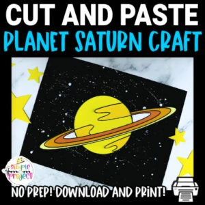 Do your kids love coloring and learning facts about our solar system? Then, they will love our printable planet Saturn outer space craft. It is perfect for kids of all ages including preschool, kindergarten, and toddler kids. It also works great on a poster for the next science fair! Grab the planet Saturn cut and paste template today!