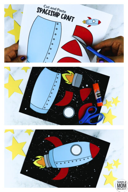 Rocket Space Ship Cut and Paste Craft Template - Simple Mom Project Store