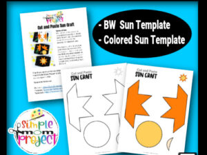 Are you looking for a fun sun craft? This summer sun craft is great for preschool, toddler and kindergarten kids. You can teach many different things like the color yellow, the letter S, or about the weather. This sun craft template is perfect for any sun craft. Print your sun cut and paste craft template today!