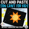 Are you looking for a fun sun craft? This summer sun craft is great for preschool, toddler and kindergarten kids. You can teach many different things like the color yellow, the letter S, or about the weather. This sun craft template is perfect for any sun craft. Print your sun cut and paste craft template today!