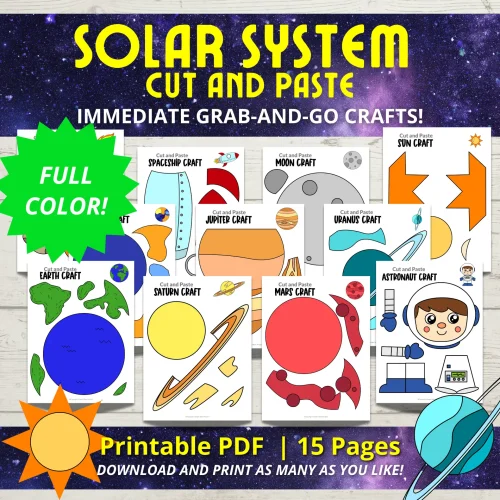 Planet & Space Crafts – 14 Full-Color Printable Cut & Paste Templates for Kids