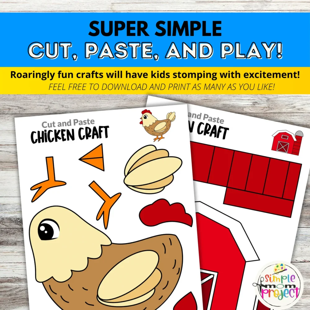 15 Full Colored Farm Animal Cut and Paste Instant Printable Crafts - Image 4