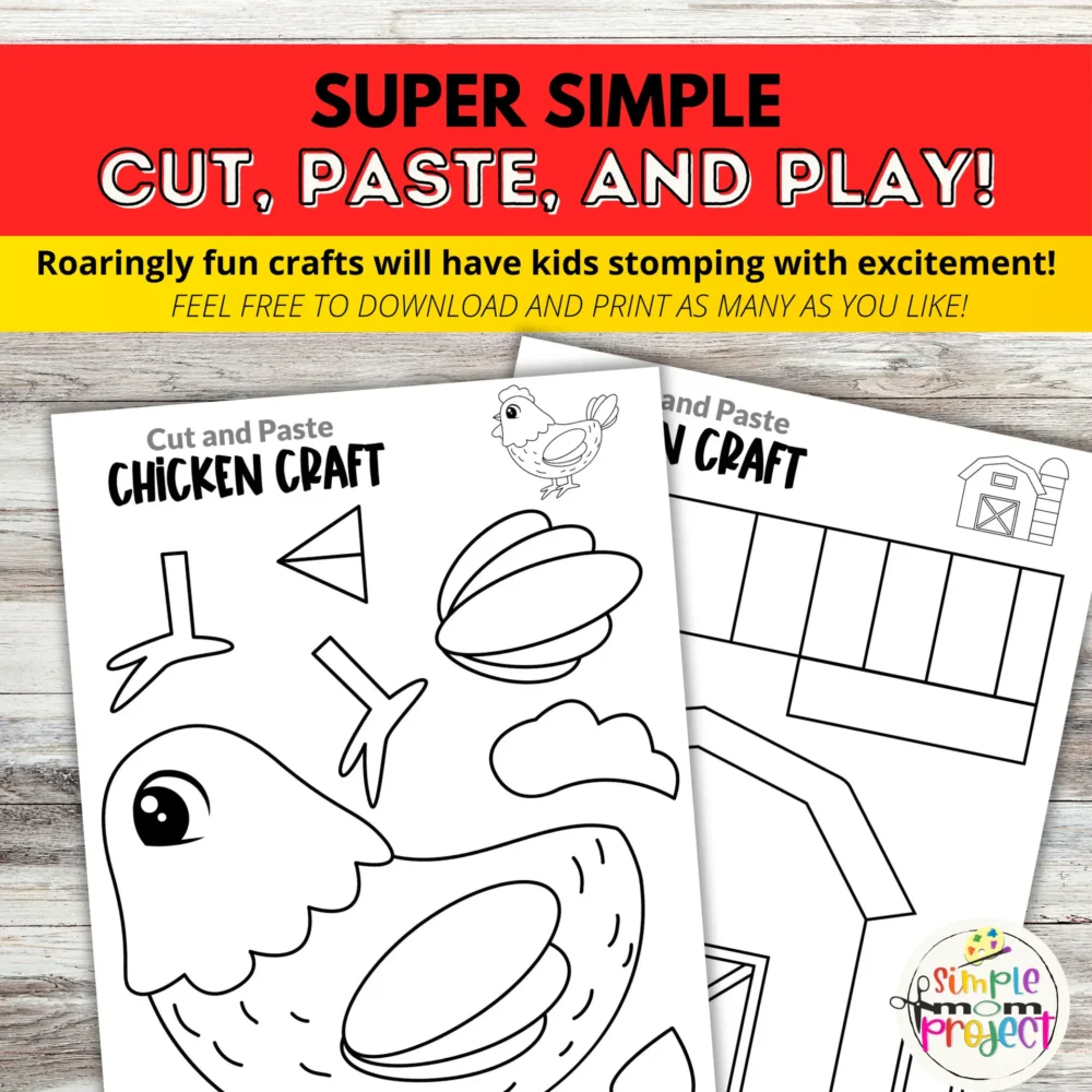 10 Black and White Farm Animal Cut and Paste Instant Printable Crafts - Image 4
