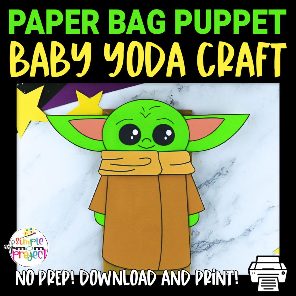 Baby Yoda Paper Bag Puppet Craft Template Simple Mom Project Store