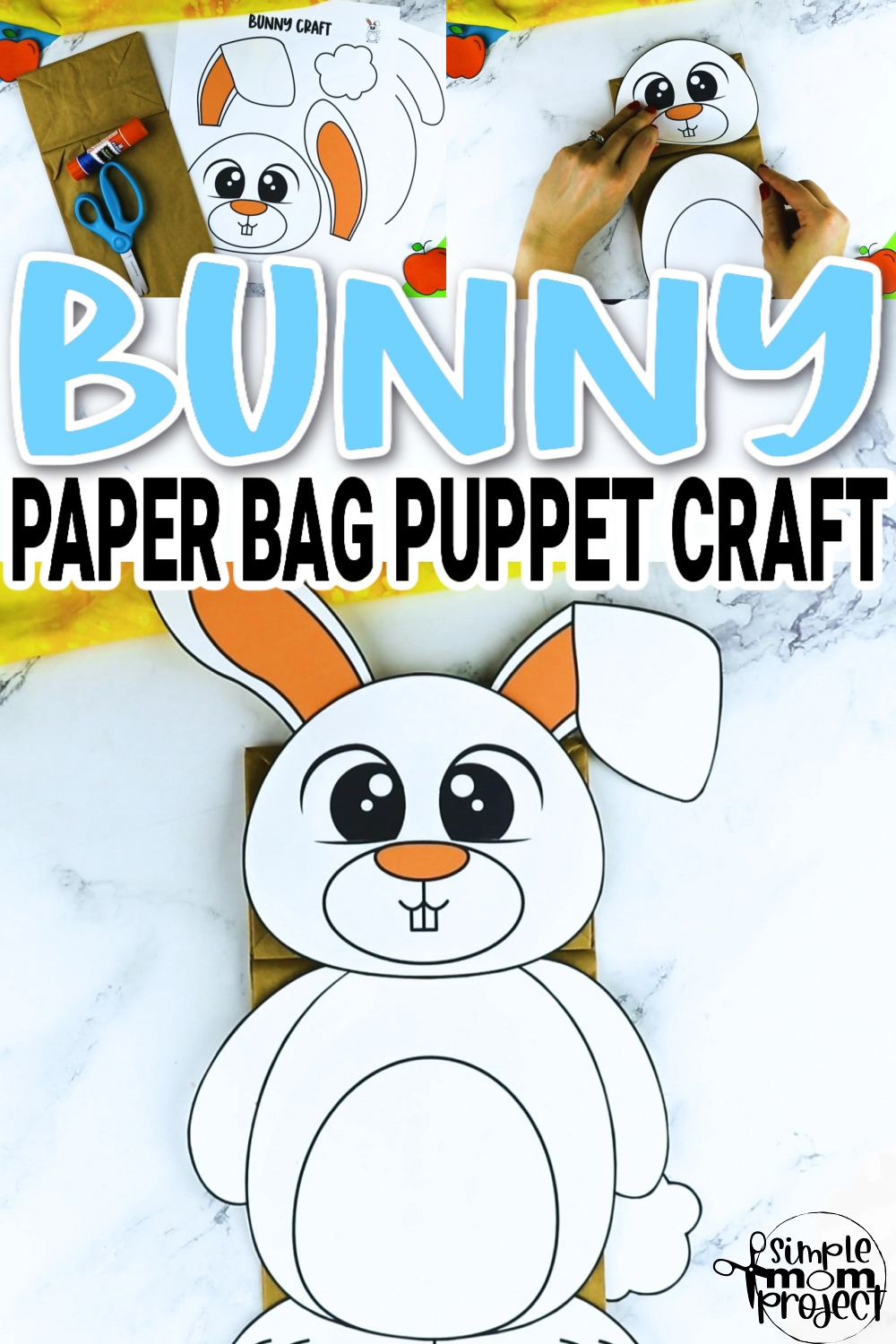 Printable Bunny Rabbit Paper Bag Puppet Craft for Kids Preschoolers Toddlers and Kindergartners 14