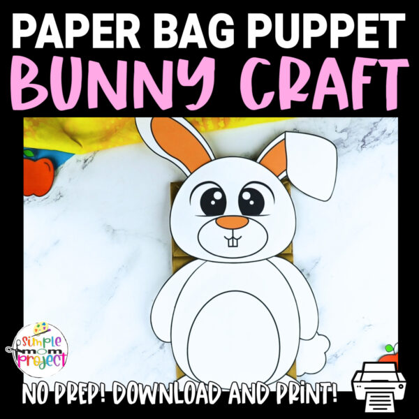 Our printable bunny rabbit paper bag puppet craft is perfect for kids of all ages including preschoolers, toddlers, and kindergartners. Teachers won’t have to travel far to find the perfect bunny rabbit hand puppet template either! With a brown paper lunch sack and our bunny rabbit puppet template, you and your littles can start making memories today!