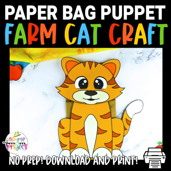 Click and grab this easy and printable cat template to make this fun paper bag cat craft. If your kids love Pete the Cat, tigers, or Cat in The Hat Dr. Suess, they will also love this easy cat paper bag puppet craft. Download your cat template and grab a brown lunch sack and put a cat puppet show on today!