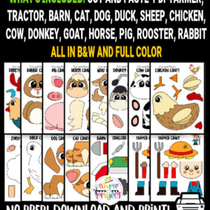 Click now to download these simple and easy farm animal crafts that are perfect for preschool, kindergarten and toddler age kids! From pigs to cows and from horses to sheep, these fun and adorable old macdonald farm animal crafts are perfect for your little one! Print your farm animal craft set now!