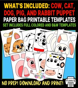Cow Paper Bag Puppet Craft Template - Simple Mom Project Store