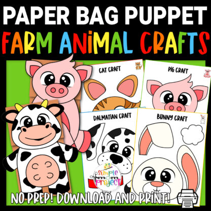 Farm Animal Paper Bag Puppet Set - Simple Mom Project Store