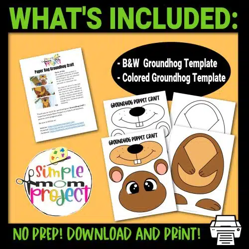 Click and grab this easy and printable groundhog template to make a fun paper bag puppet! This toddler and preschool craft can help your little animal fan put on their very own paper bag groundhog puppet show! Download your own groundhog paper bag puppet template now!