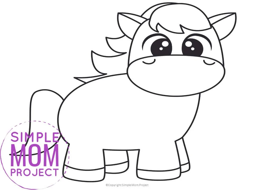 Printable Horse Template for Preschoolers toddlers kindergarten kids