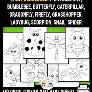 Are you looking for cute bug template printable cut out insects? These insect templates are great for any bug crafts! There's a bee, ladybug, grasshopper, spider and many more cute and simple insect templates! Click to download and print your set of insect templates today!