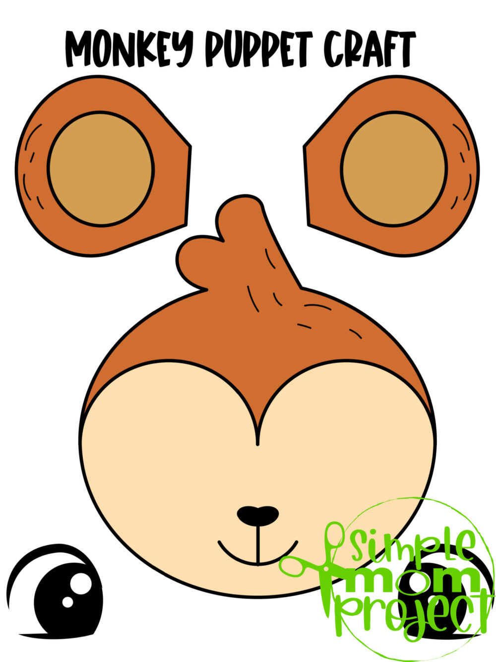 Click and grab this easy and printable monkey template to make a fun paper bag puppet! This toddler and preschool craft can help your little animal fan put on their very own paper bag monkey puppet show! Download your own monkey paper bag puppet template now!