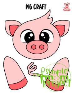 Pig Paper Bag Puppet Craft Template - Simple Mom Project Store