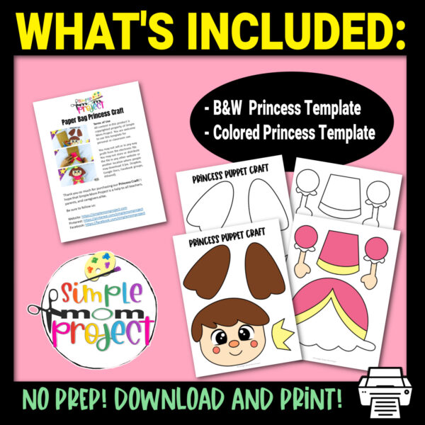 Click and grab this easy and printable princess template to make a fun paper bag puppet! This toddler and preschool craft can help your little Disney princess fan put on their very own paper bag princess puppet show! Download your own princess paper bag puppet template now!