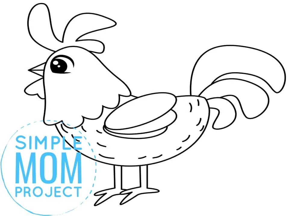 Printable Rooster Template for Preschoolers toddlers kindergarten kids