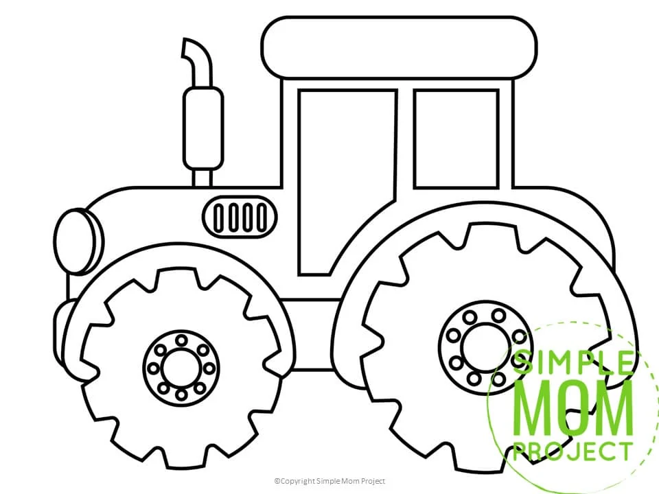 Printable Tractor Template for Preschoolers toddlers kindergarten kids