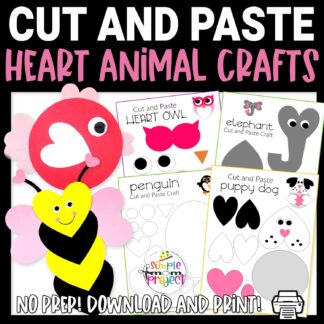 Grab these easy to make and cute paper full colored heart animal crafts for preschool, kindergarten, and elementary kids. These printable full colored heart animal templates are great craft animal zoo diy craft ideas too!