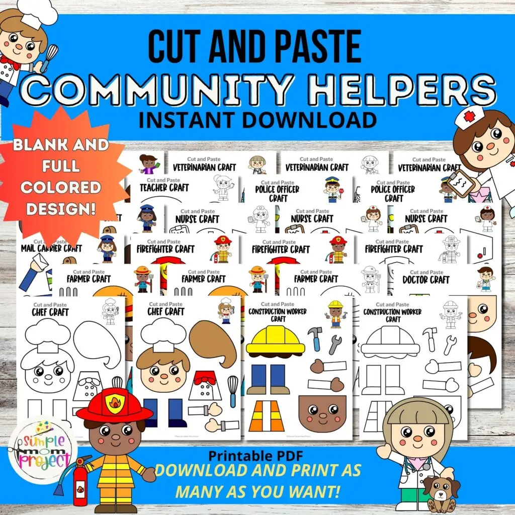 30 Community Helper Cut and Paste Craft Templates – Simple Mom Project ...