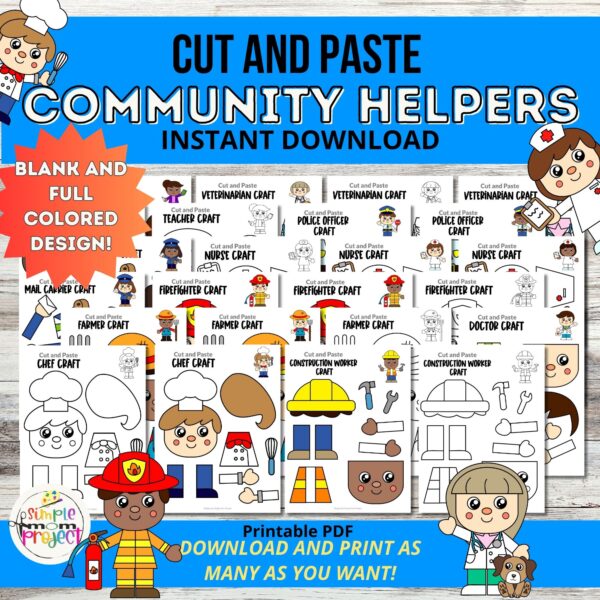 Are you on the hunt for adorable community helper crafts to jazz up your preschool or kindergarten crew? These super cute and simple crafts featuring dentists, police officers, firefighters, doctors, construction workers, teachers, and vets are the perfect additions to your lesson plan! Let the kiddos have a blast turning them into puppets or working on them as fun worksheets. Don't wait, hit print and get crafting now!