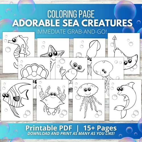 Ocean Animal Templates – 40 Printable Coloring Pages & Craft Activities for Kids