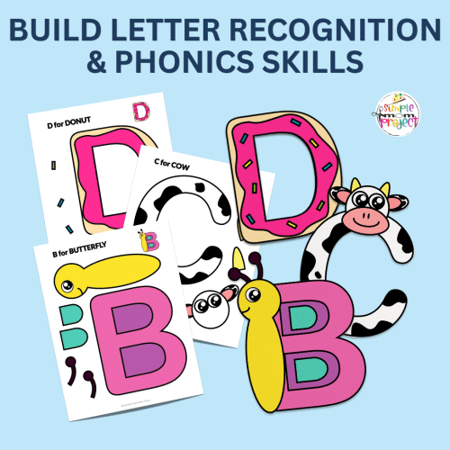 Completed uppercase alphabet craft showing assembled letter activity for preschool or kindergarten.