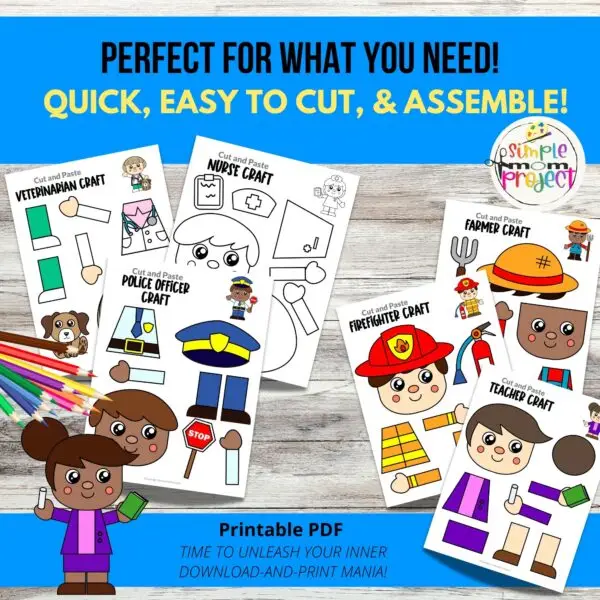 Are you on the hunt for adorable community helper crafts to jazz up your preschool or kindergarten crew? These super cute and simple crafts featuring dentists, police officers, firefighters, doctors, construction workers, teachers, and vets are the perfect additions to your lesson plan! Let the kiddos have a blast turning them into puppets or working on them as fun worksheets. Don't wait, hit print and get crafting now!