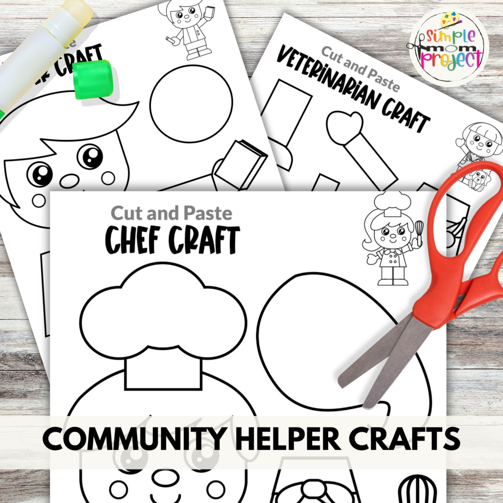 Black and White Community Helper Craft Templates - Simple Mom Project Store