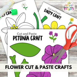 8 Beautiful Flower Cut and Paste Craft Printable Templates | Full Colored - Image 5