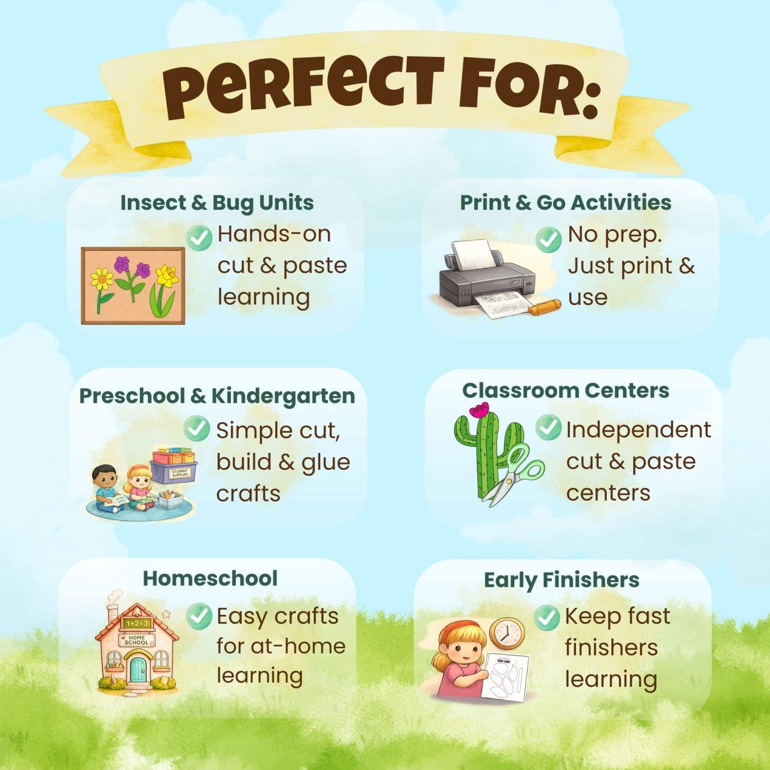 Spring classroom flower craft printable activity for preschool kindergarten and homeschool