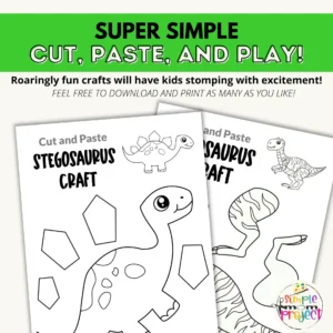 10 Black and White Dinosaur Cut and Paste Craft Templates - Image 4