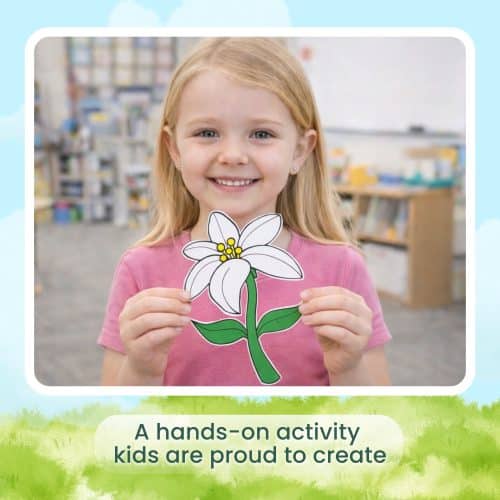 Kids printable flower craft bundle with cut and paste flower templates for spring learning