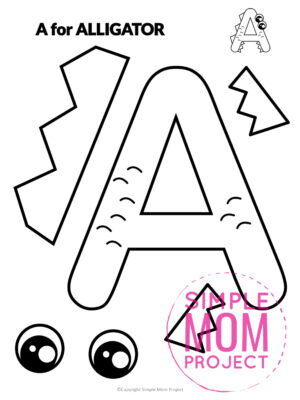 Black and White Alphabet Cut and Paste Craft Templates - Simple Mom ...