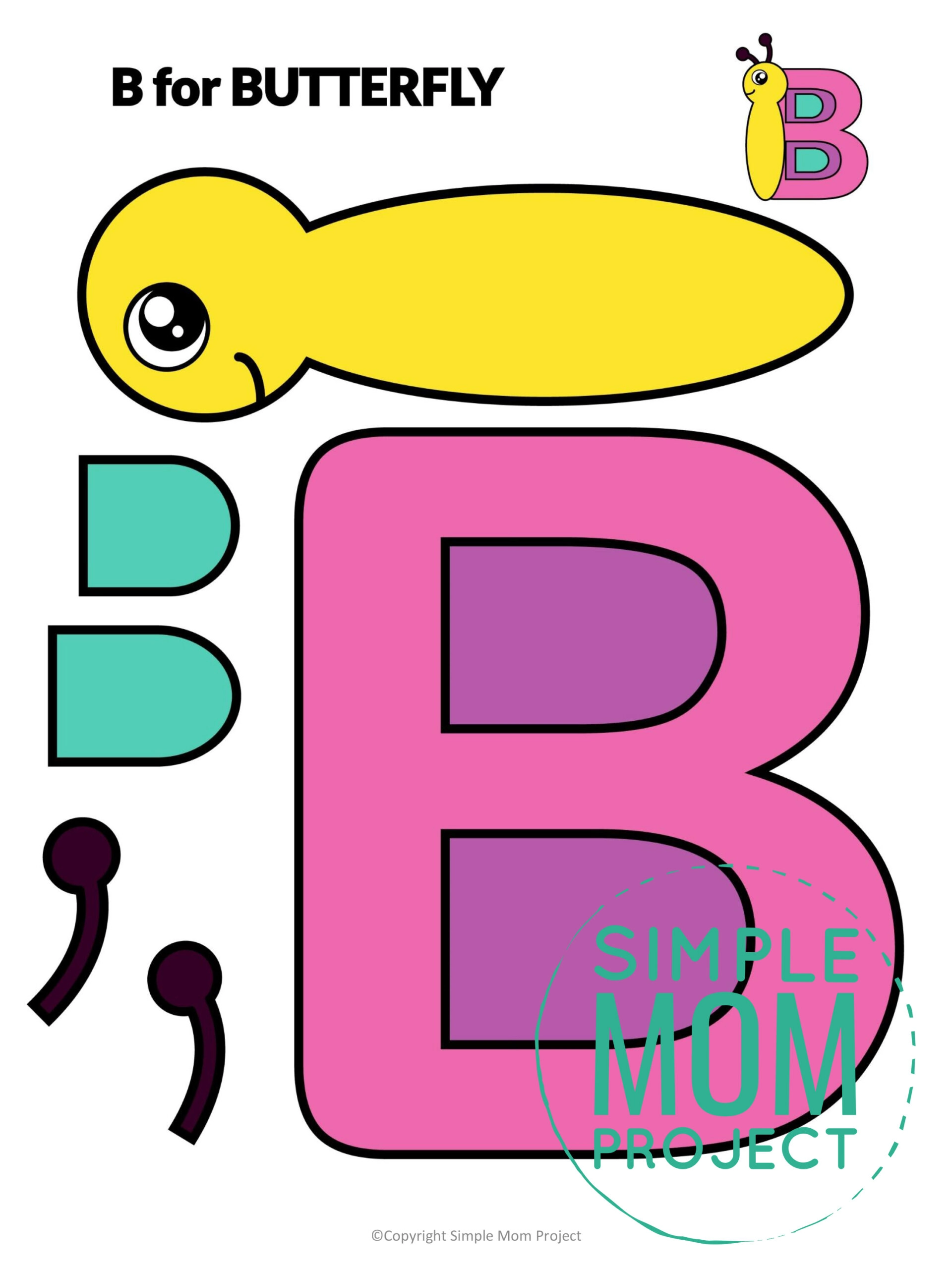 printable letter alphabet craft for kids, kindergartners, toddlers letter b