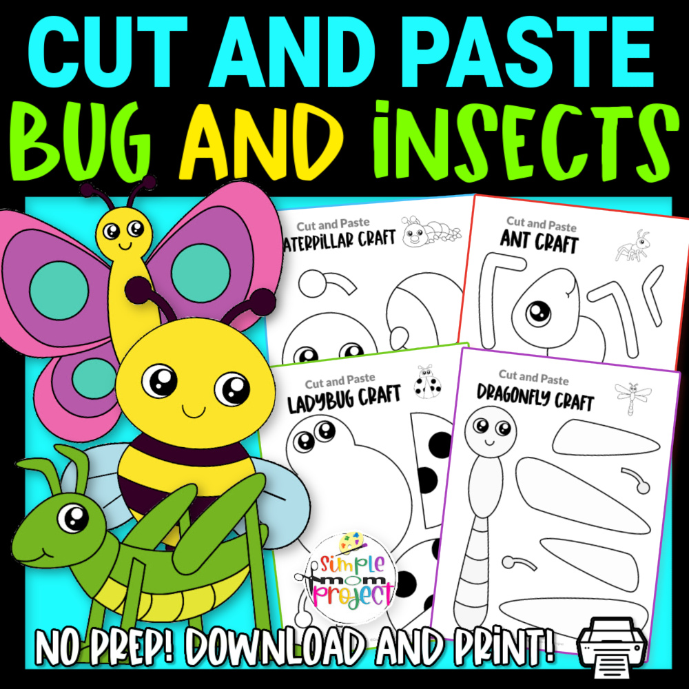 Black And White Insect And Bug Cut And Paste Craft Templates Simple