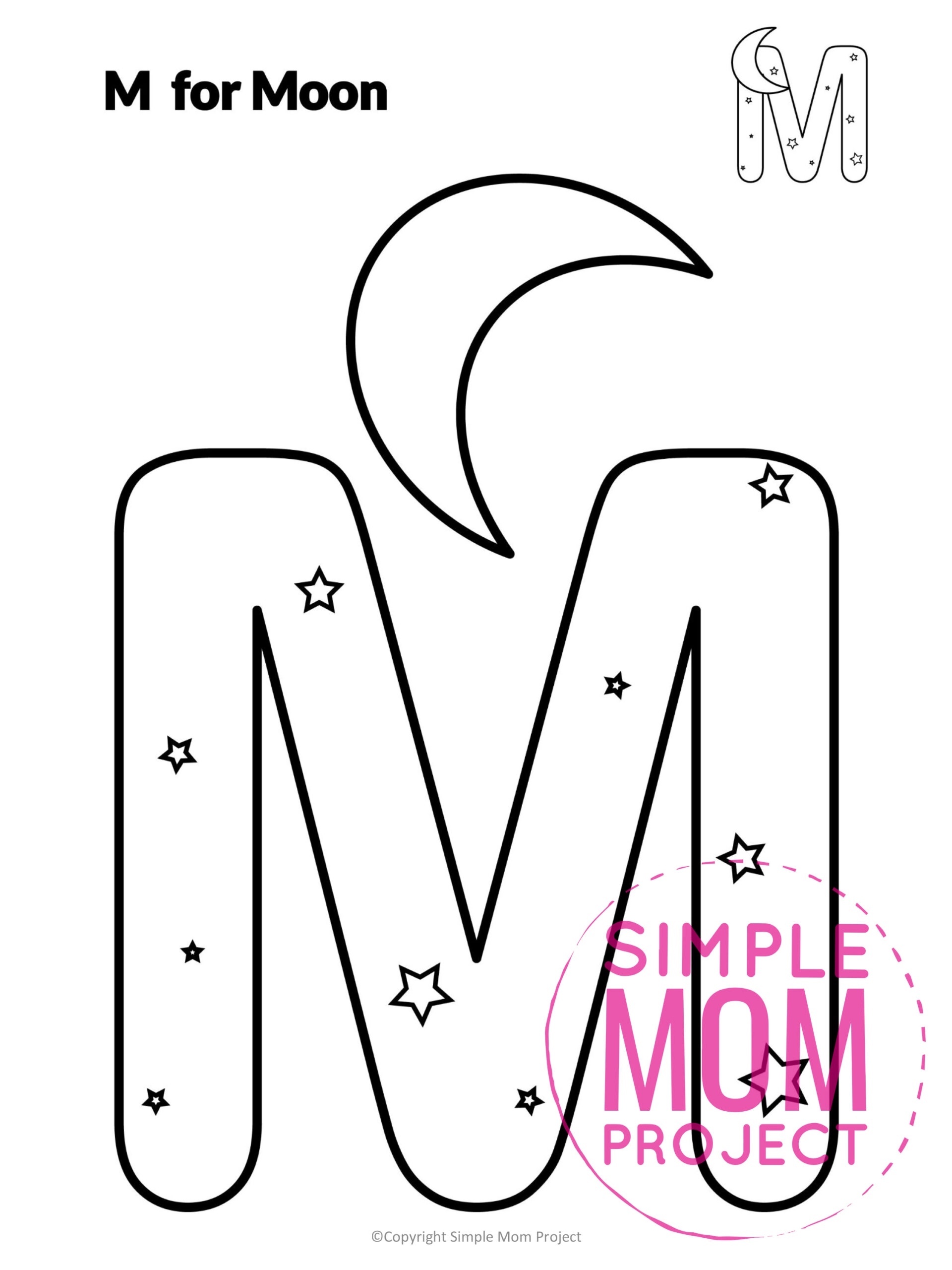 printable letter alphabet craft for kids, kindergartners, toddlers letter m