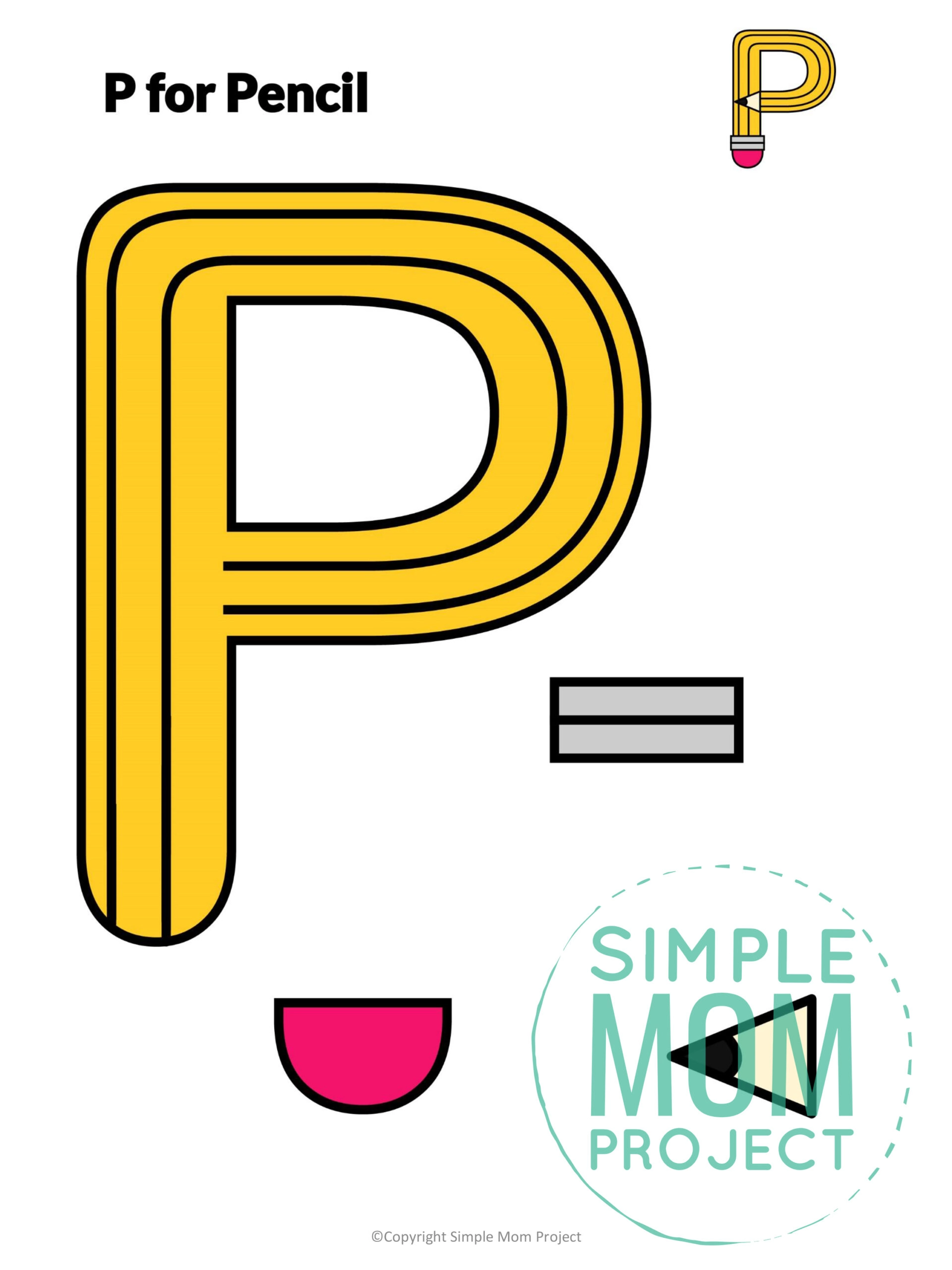 printable letter alphabet craft for kids, kindergartners, toddlers letter p