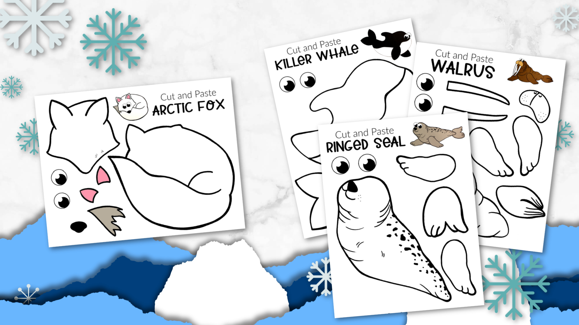 Printable Arctic Animal Crafts for Kids Preschoolers, toddlers and Kindergartners 2