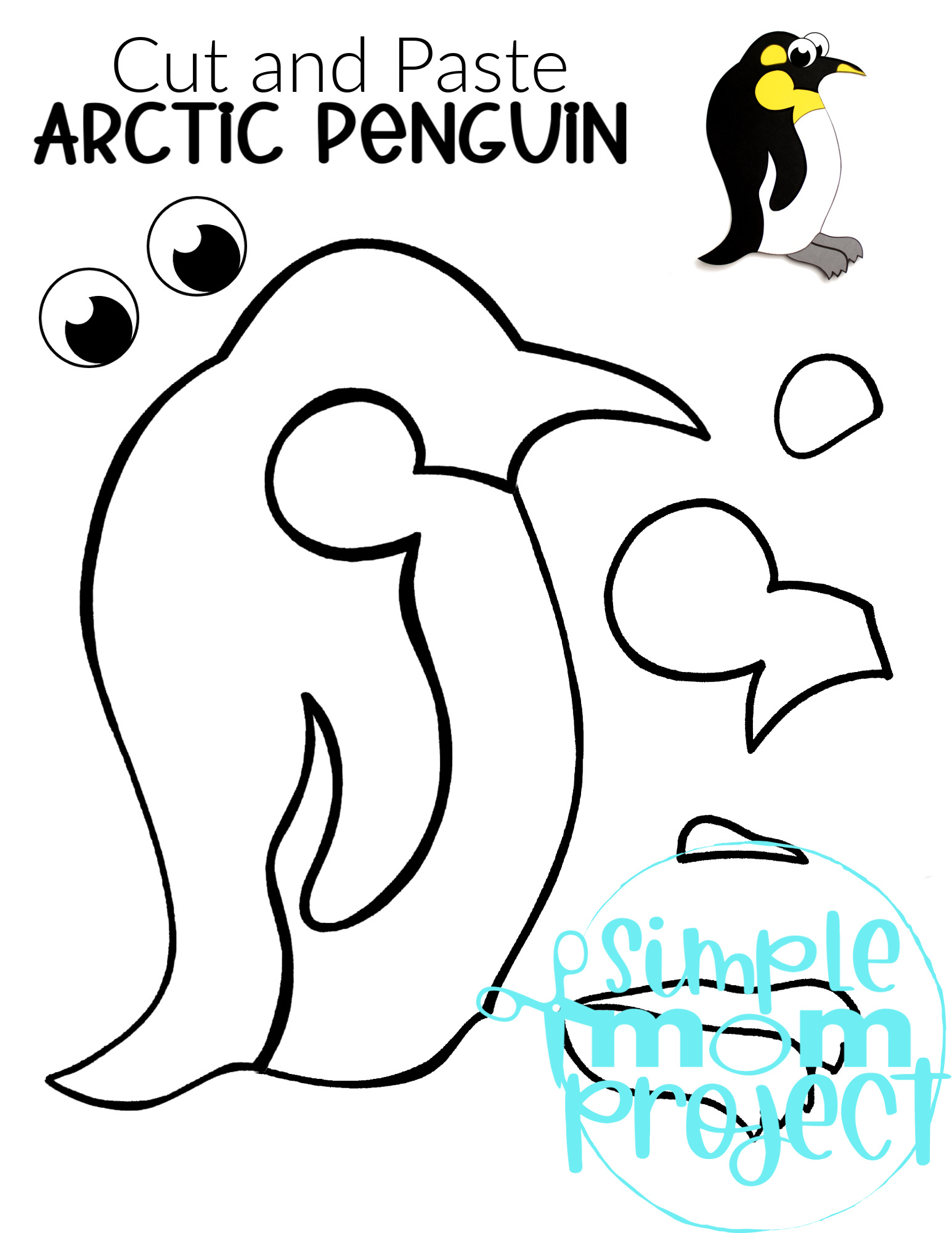 Printable Arctic Penguin Arctic Animal Cut and Paste Crafts for Kids, kindergartners, preschoolers and toddlers 1