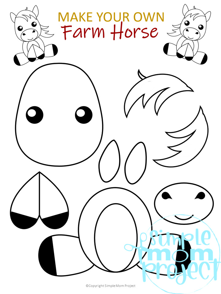 Build-a-Farm-Animal Cut and Paste Craft Templates - Simple Mom Project ...