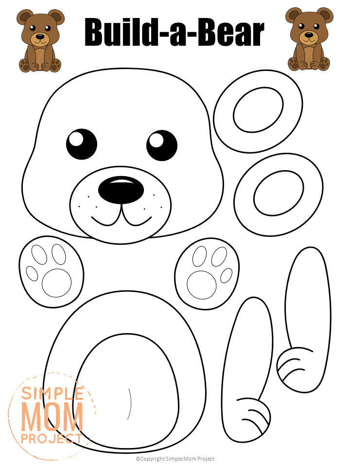 Printable Bear Craft Template for kids, preschoolers, toddlers and kindergartners 1