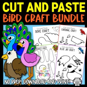 Add some fun to your kids printable craft activities with these black and white, blank adorable cut and paste Bird Crafts. Your kids will learn how to make beautiful Barn Owls, Eagle crafts, Dove Crafts and many more with these easy, printable Bird craft templates. Whether you use them as creative art coloring projects for toddlers, preschoolers or kindergartners or to learn about birds during homeschooling, this flock of cut and paste bird crafts are great fun for everyone!